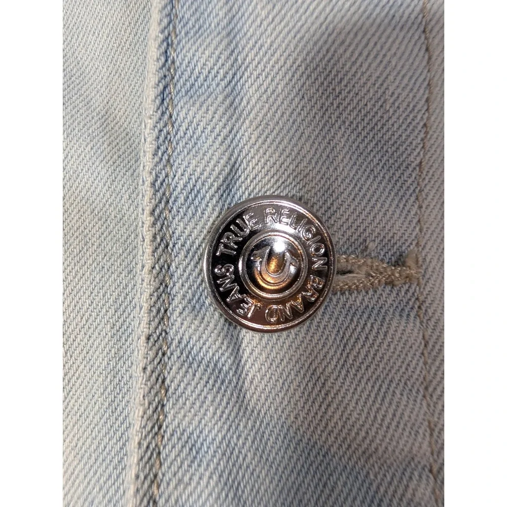 True Religion Jesse SN Trucker Jacket Light Blossom Wash Denim Blue 108073 Men L